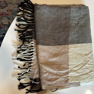Plaid Scarf - Black, Gray, Cream